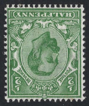 KGV sg325 Spec N2(1)a ½d bright green (wmk inverted) – unmounted mint