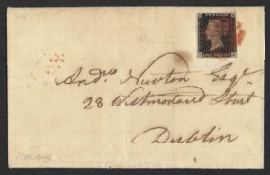 QV sg2 1d black (S-A) Plate 8 on 1840 part wrapper to Dublin