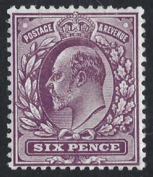KEVII sg303 6d deep plum Spec M36(1) - unmounted mint