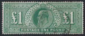KEVII sg320 £1 deep green - fine used example