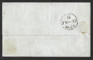 QV sg2 1d black (J-B) Plate 6 on 1840 part wrapper to Carlisle