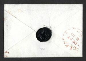 QV sg2 1d black (H-A) Plate 8 showing State 2 of the O flaw with "A" doubled on 1840 mourning envelope to Congleton