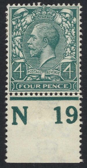 KGV sg379 4d grey-green Control N19 – mounted mint