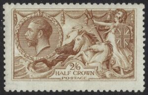 KGV sg406 2s6d De la Rue Yellow-brown seahorse – mounted mint