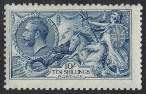 KGV sg411 10s De La Rue deep blue seahorse - mounted mint
