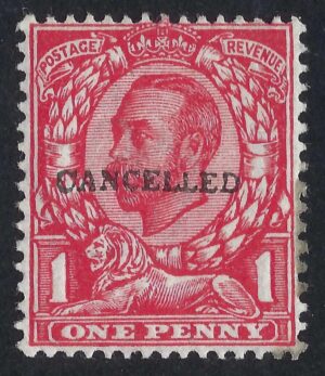 KGV sg341 Spec N11t 1d scarlet overprinted CANCELLED Type 25 - unmounted mint