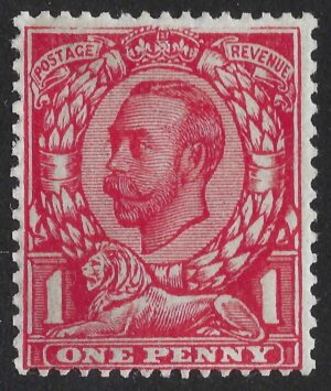 KGV sg345a Spec N12(1)g 1d scarlet (no cross on crown & broken frame) mounted mint