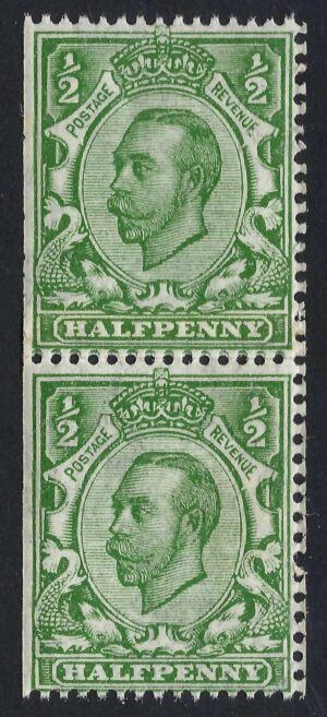 KGV sg346/48 Spec N6i (coil join) ½d green vertical pair (trimmed perfs) – unmounted mint