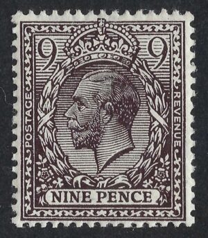 KGV sg393 9d deep agate – unmounted mint