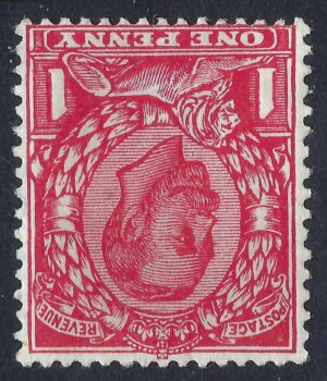 KGV sg345wi 1d scarlet (wmk inverted) mounted mint