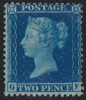 QV sg35 2d blue (G-F) plate 6 – fine mint example