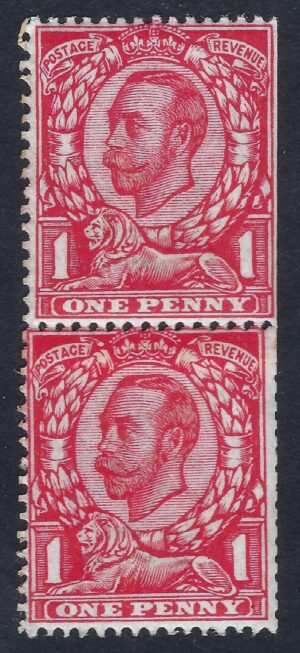 KGV sg342 Spec N11g (coil join) 1d scarlet vertical pair – unmounted mint