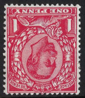 KGV sg345wi 1d scarlet (wmk inverted) - mint