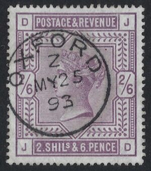 QV sg178 2s6d lilac (J-D) with fine 1893 OXFORD cds