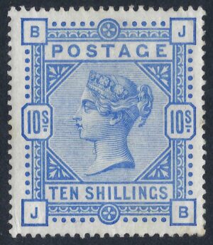 QV sg183 10/- ultramarine (J-B) fine mounted mint