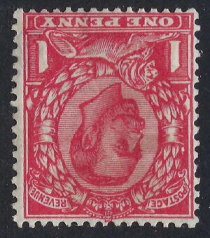 KGV sg350wi 1d scarlet (wmk inverted) – mounted mint