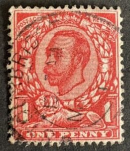 KGV N11(5)c 1d Aniline scarlet with No cross on Crown & broken frame variety - scarce