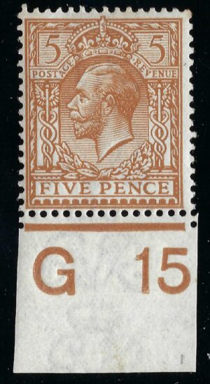 KGV sg381/83 N25(2) 5d Reddish-brown Control G15 – mounted mint