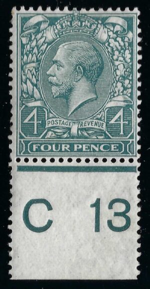 KGV sg378/80 N23(5) 4d Pale slate-green control C13 – mounted mint