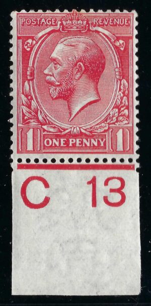 KGV sg357/61 N16(3) 1d Scarlet Control C13(i) – mint