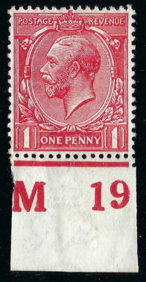 KGV sg357/61 N16(3) 1d Scarlet Control M19(p) – mint