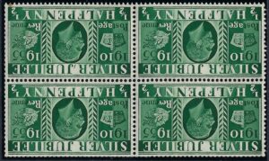 KGV sg453aw ½d green booklet pane (wmk inverted) - unmounted mint