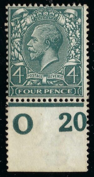 KGV sg378/80 N23(1) 4d grey-green Control O20 – unmounted mint