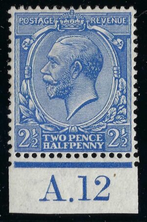 KGV sg371/73a N21(1) 2½d Cobalt blue control A.12 – mounted mint