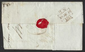 QV sg8m 1d red (G-G) with #3 in MX on 1843 wrapper to Penzance