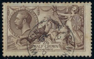 KGV sg413a 2s6d olive-brown seahorse - fine used with Nottingham cds