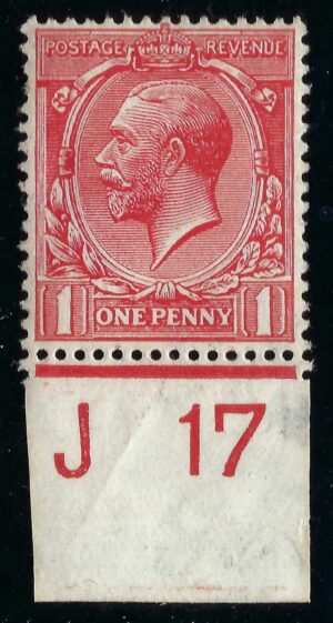 KGV sg357/61 N16(3) 1d Scarlet Control J17(i) – mint