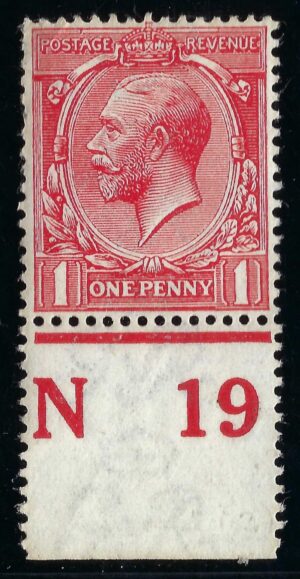 KGV sg357/61 N16(3) 1d Scarlet Control N19(p) – mint