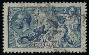 KGV sg417 10s dull grey-blue seahorse – fine used