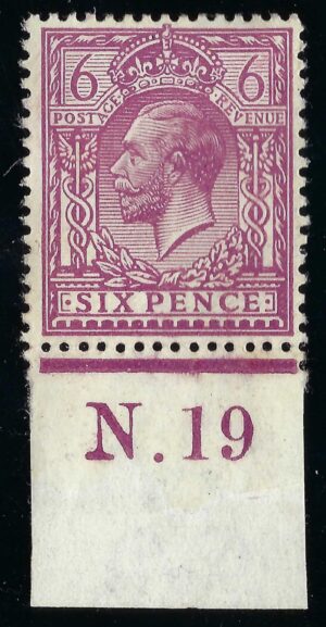 KGV sg384/86 N26(4) 6d Pale reddish purple control N.19 – mounted mint