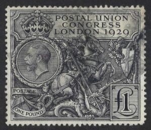 KGV sg438 £1 black PUC – good used example