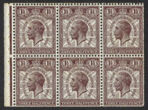 KGV sg436c 1½d purple-brown booklet pane - unmounted mint