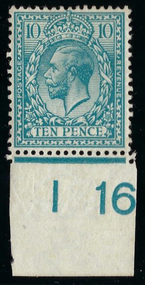 KGV sg394/a N31(4) 10d greenish blue control I16 – mounted mint