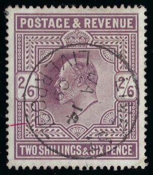 KEVII sg260 2s6d lilac with fine 1909 Liverpool cds