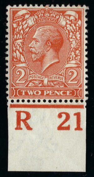 KGV sg368 N19(5) 2d orange control R21 – unmounted mint
