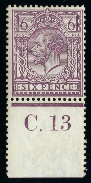 KGV UNLISTED 6d Pale dull purple control C.13 (perf) – mounted mint