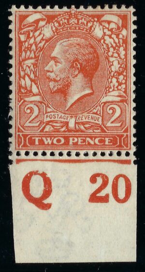 KGV sg368 N19(5) 2d orange control Q20 – mounted mint