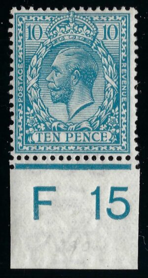KGV sg394 N31(2) 10d turquoise-blue control F15 – mounted mint
