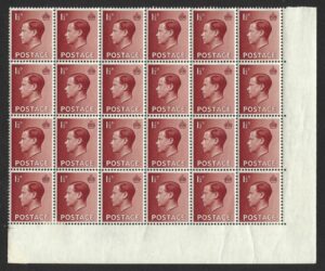 KEVIII sg459 1½d red-brown mint block of 24