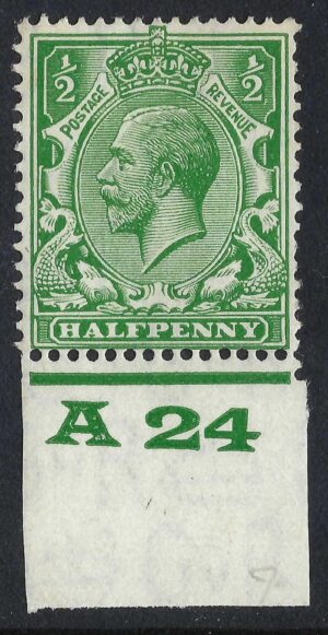 KGV sg418 ½d Green Control A24 - mint