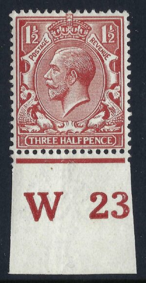 KGV sg362/65 N18(1) 1½d Red-brown Control W23