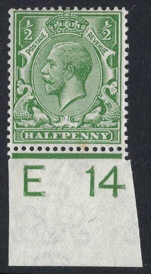 KGV sg351/56 ½d Green Control E14