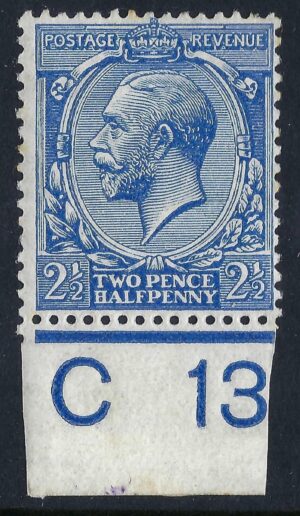 KGV sg371/73a N21(4) 2½d Bright blue Control C13