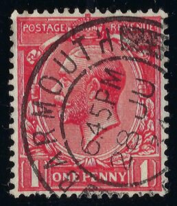 KGV sg357 1d bright scarlet with 1934 BARMOUTH cds
