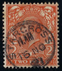 KGV 2d orange with fine 1921 STARCROSS postmark