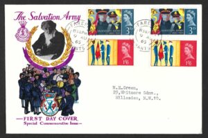 QEII 1965 Salvation Army ordinary & phosphor sets on illustrated FDC